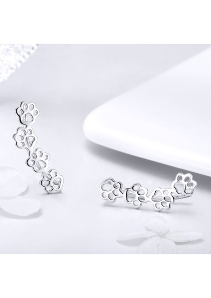 Pet Köpek Pençe Baskı S925 Gümüş Kadın Küpe (Yurt Dışından) modelleri