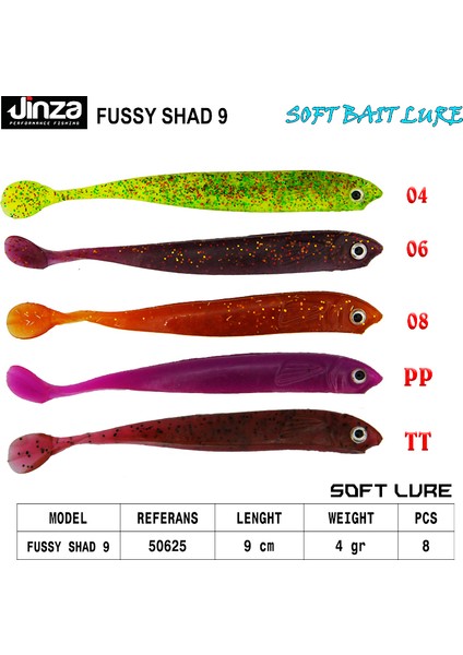 Hawk Fussy Shad 90 mm 4 gr Silikon Balık 8 Adet