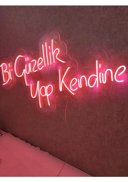 Bi Güzellik Yap Kendine Neon Yazı Neon Tabela Dekoratif AYDINLATMA(60X30CM) indirimleri