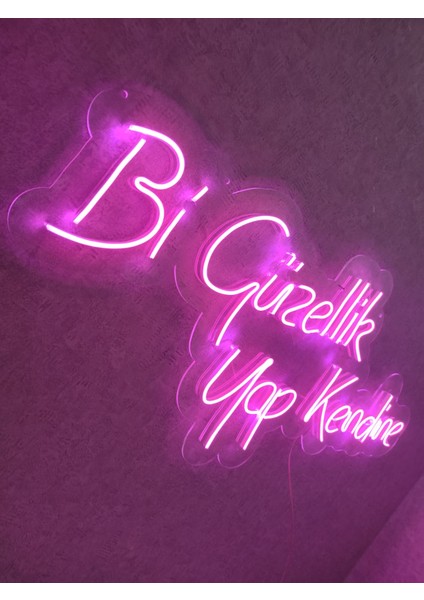 Bi Güzellik Yap Kendine Neon Yazı Neon Tabela Dekoratif AYDINLATMA(60X30CM)