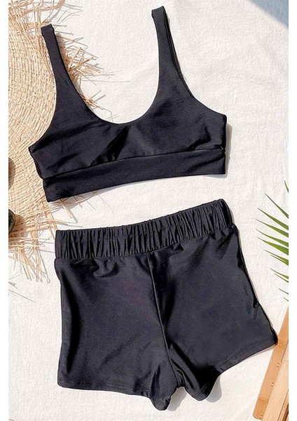 Şortlu Tankini Bikini Takım