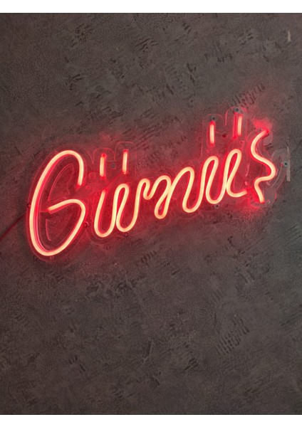 Gümüş Neon LED Duvar Dekoru