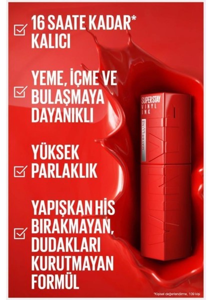 Maybelline New York Super Stay Vinyl Ink Uzun Süre Kalıcı Likit Parlak Ruj 55 Royal