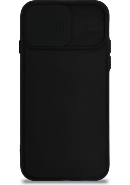 Apple iPhone 8 Kapak Kamera Korumalı Sürgülü Renkli Silikon Kılıf - Siyah