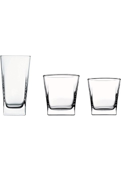 Carre Su Seti Takımı - 18 Prç. Su Meşrubat Bardağı Seti 3 Boy