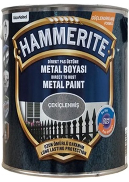 Hammerite Metal Boyası Çekiçlenmiş Desen Gri 0,75 Lt