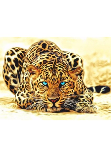 Leopar Sayılarla Boyama Seti 50X65 cm Tuvale Gerili
