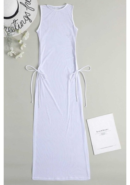 Kadın Tül Pareo Plaj Elbisesi Beyaz Renk Şık Tasarım 90% Polyester modelleri