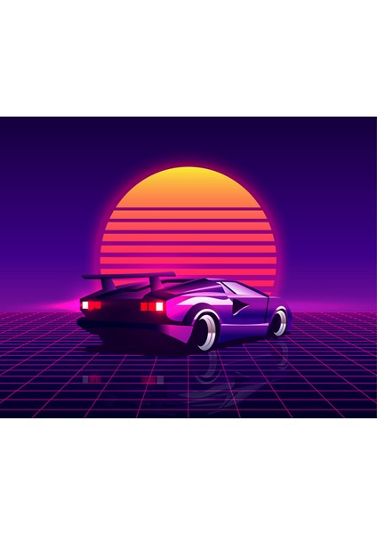 Retro Car 3D Poster - 3 Boyutlu Tek Parça Duvar Kağıdı fiyatları