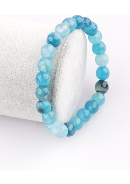 Akik Doğal Taş Bileklik 8 mm Fasetli Küre Kesim