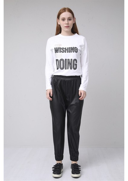 Paçası Lastikli Deri Pantolon fiyatları