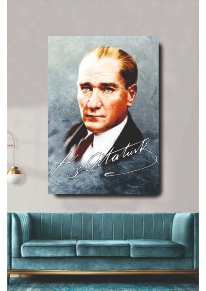 Homearths Atatürk Imzalı Kanvas Tablo