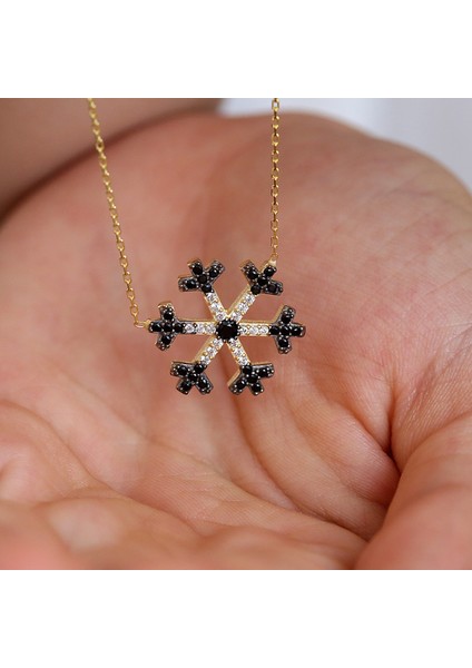 Siyah Beyaz Taşlı Kartanesi Gümüş Kolye fiyatları