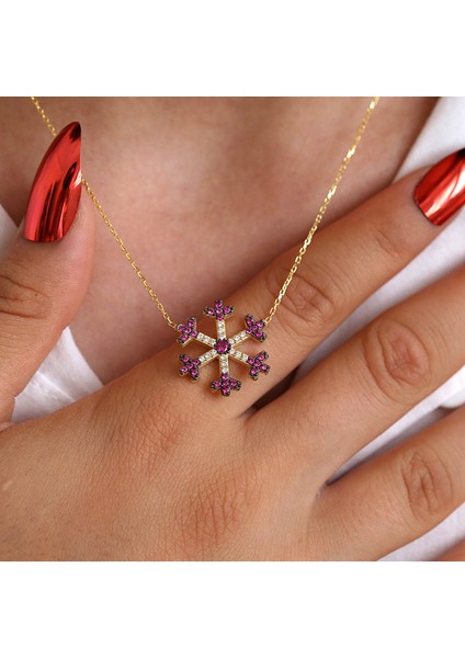 Kırmızı Beyaz Taşlı Kartanesi Gümüş Kolye fiyatları