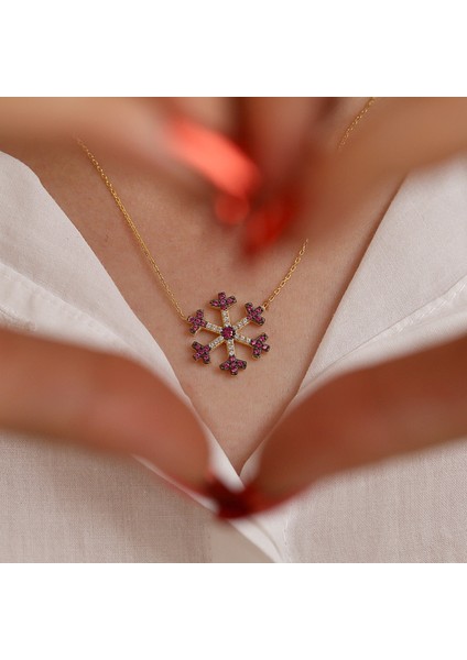 Kırmızı Beyaz Taşlı Kartanesi Gümüş Kolye modelleri