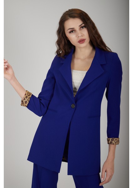 Saks Leopar Astar Detaylı Krep Blazer Ceket 0105120.26 fırsatları