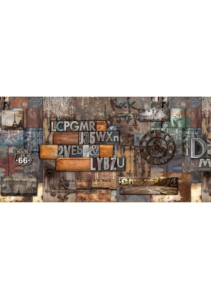 Vintage 3D Poster - 3 Boyutlu Tek Parça Duvar Kağıdı