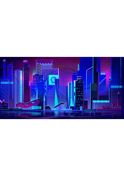 Gece Neon 3D Poster - 3 Boyutlu Tek Parça Duvar Kağıdı fiyatları