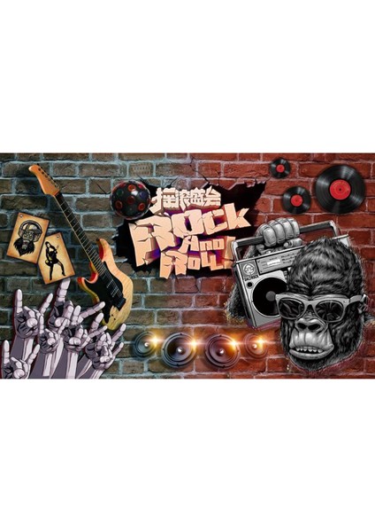 Rock 3D Poster - 3 Boyutlu Tek Parça Duvar Kağıdı