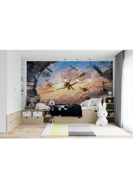 Uçaklar 3D Poster - 3 Boyutlu Tek Parça Duvar Kağıdı