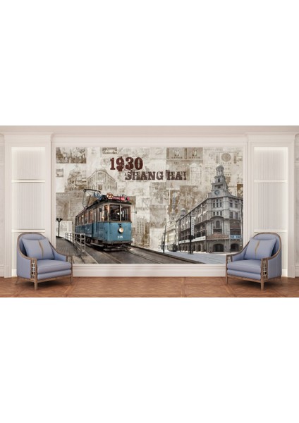 Tramvay 3D Poster - 3 Boyutlu Tek Parça Duvar Kağıdı