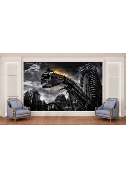 Tren 3D Poster - 3 Boyutlu Tek Parça Duvar Kağıdı