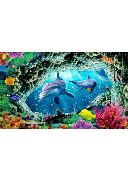 Yunuslar 3D Poster - 3 Boyutlu Tek Parça Duvar Kağıdı
