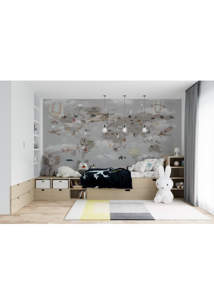 Çocuk Harita 3D Poster - 3 Boyutlu Tek Parça Duvar Kağıdı