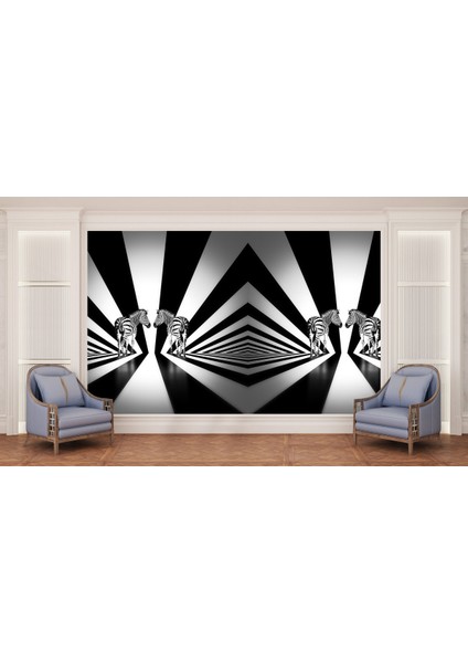 Zebra 3D Poster - 3 Boyutlu Tek Parça Duvar Kağıdı