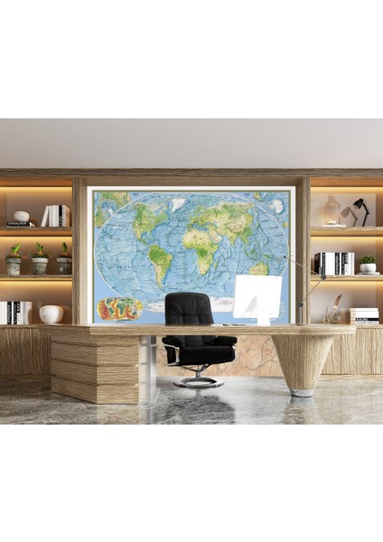 Harita 3D Poster - 3 Boyutlu Tek Parça Duvar Kağıdı