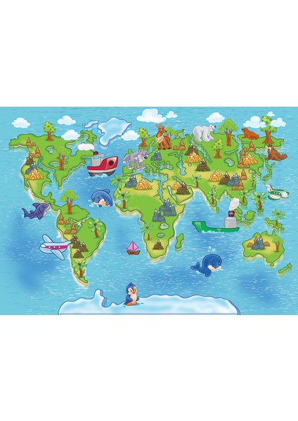 Orhun Store Kid Map 3D Poster - 3 Boyutlu Tek Parça Duvar Kağıdı