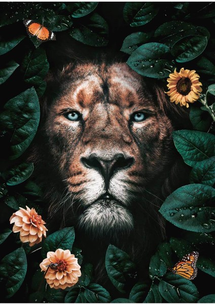 Lion Flower 3D Poster - 3 Boyutlu Tek Parça Duvar Kağıdı fiyatları