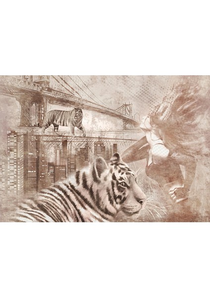 Vintage 3D Poster - 3 Boyutlu Tek Parça Duvar Kağıdı