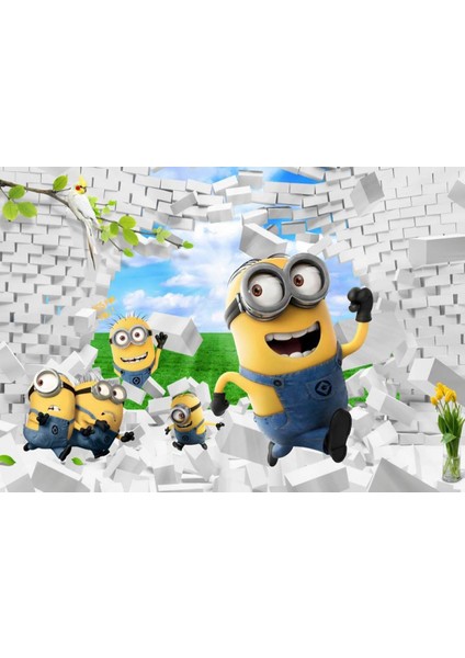 Minyonlar 3D Poster - 3 Boyutlu Tek Parça Duvar Kağıdı