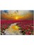 Günbatımında Gölde Pembe Çiçekler 120 Parça Puzzle Yapboz Mdf (Ahşap) 1