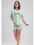 (Yeşil) Kadın Kısa Kollu Şortlu Büyük Beden Pijama Takımı 1120920438 1