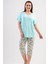(Mint) Kadın Kısa Kollu Kaprili Büyük Beden Pijama Takımı 1114850017 1