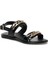 DS22021 2FX Siyah Kadın Düz Sandalet 2