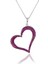 Kırmızı Taşlı Asimetrik Kalp Gümüş Kolye 2