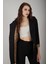 Siyah Leopar Astar Detaylı Krep Blazer Ceket 0105120.01 1