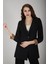 Siyah Leopar Astar Detaylı Krep Blazer Ceket 0105120.01 4