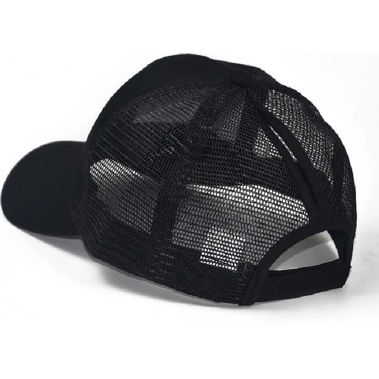 Zsykd Yaz Pamuk Örgü Açılış At Kuyruğu Şapkası Güneş Kremi Beyzbol Şapkası Siyah (Yurt Dışından)
