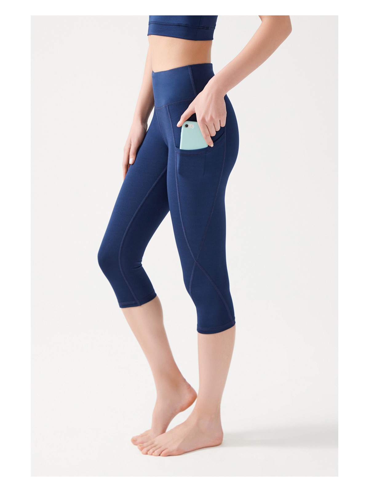 Los Ojos Kadın Siyah Yüksek Bel Toparlayıcı Çift Cepli Diz Altı Kapri Tayt Capri - Görsel 5