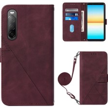 Zunhai Sony Xperia Için Crossbody Deri Kılıfı 10 Iv Wine Red (Yurt Dışından)