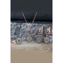 Else Silver Elmas Montürü Gümüş Gül Modeli Takı Seti