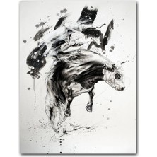 Cakatablo Ahşap Tablo Suluboya Efekt Kovboy Rodeo ve Denge (25X35 cm Boyut)