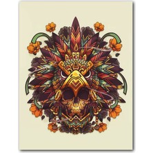 Cakatablo Ahşap Tablo Kartal Kuru Kafa Illütirasyon Görsel (25X35 cm Boyut)