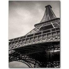 Cakatablo Ahşap Tablo Eyfel Kulesi Paris Fransa Gri Görsel (25X35 cm Boyut)