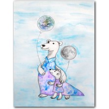 Cakatablo Ahşap Tablo Kutup Ayıları Balonlar Fantastik (25X35 cm Boyut)