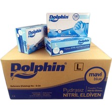 Dolphin Nitril Pudrasız Eldiven Large Mavi 100’lü 20 Paket